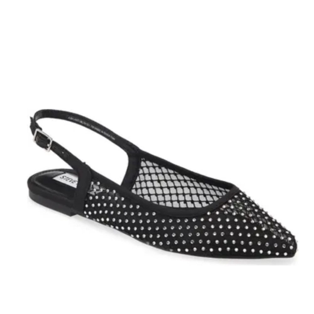 Steve Madden Black Mesh Studded Flats